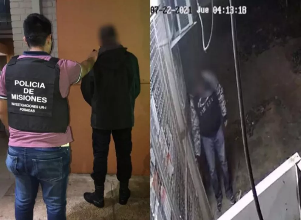 Fue filmado forzando la reja y rompiendo el vidrio de un comercio para robar: fue detenido en Posadas