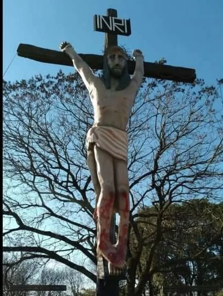 Vándalos pintaron el Cristo de la Amistad en Jardín América