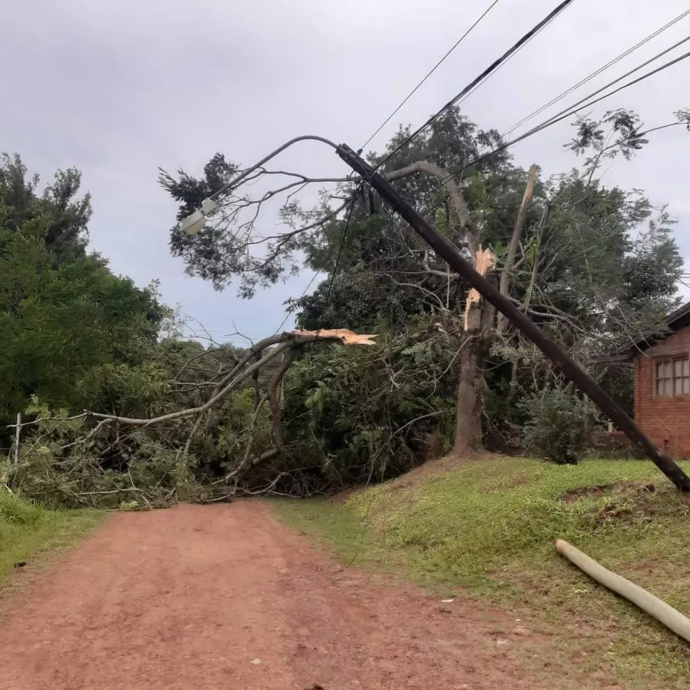Montecarlo: el temporal dejó severos daños en el tendido eléctrico
