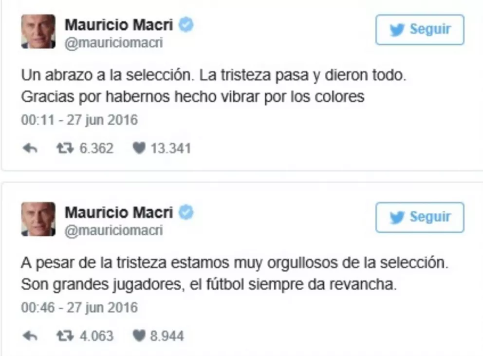 Los tuits de Macri tras la derrota de Argentina en la final de la Copa América