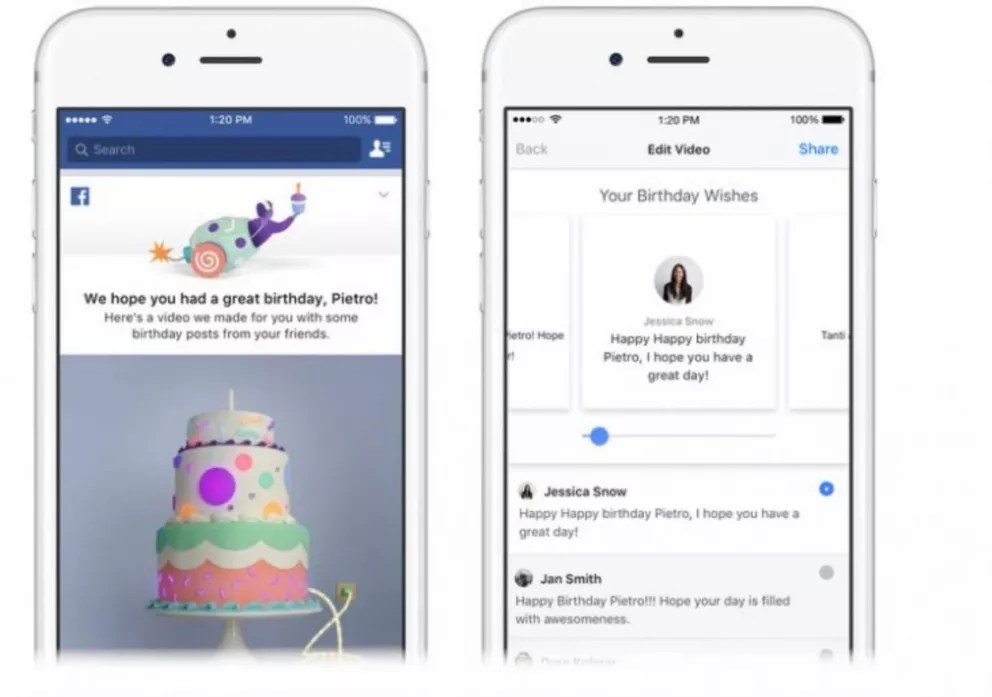 Facebook ahora crea un video con los mensajes recibidos en tu cumpleaños