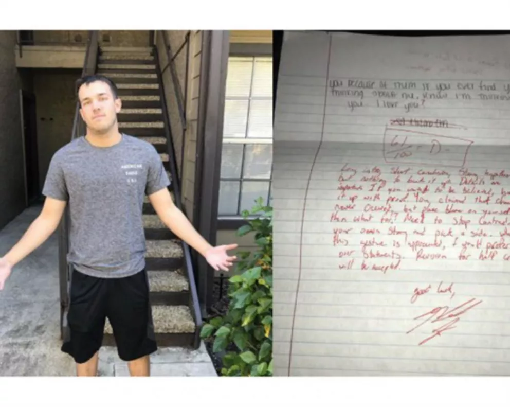 Su ex novia le mandó una carta y él la calificó con un aplazo