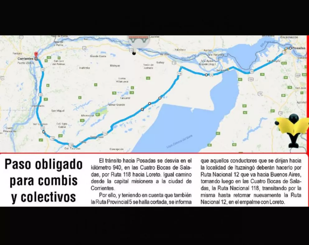 Corrientes: por la intransitabilidad en la ruta 12 minibuses aumentan el precio