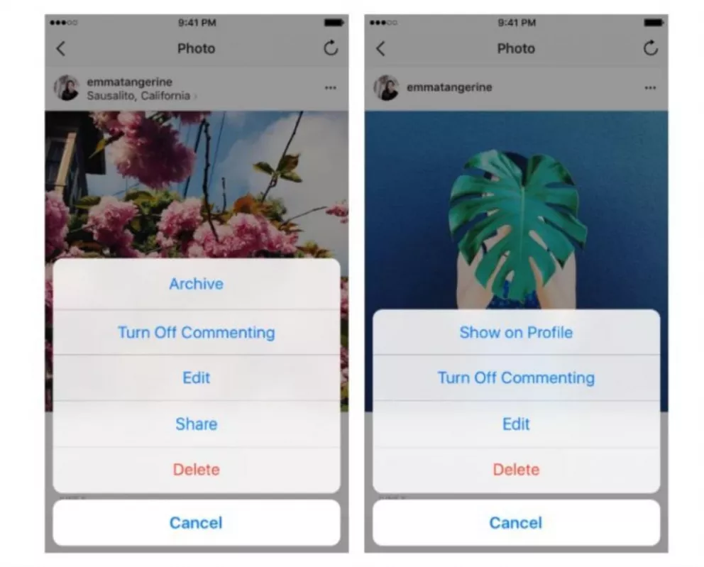 Instagram lanza la función de archivar (no hacer visible) las publicaciones
