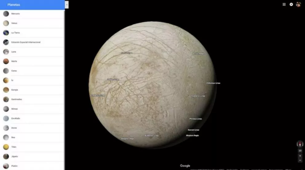 Google Maps ahora nos permite explorar 17 planetas y lunas del sistema solar