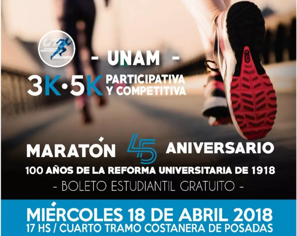 La UNaM realizará una maratón por su 45° aniversario