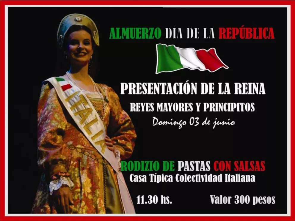 El domingo presentarán a la reina de la Colectividad Italiana