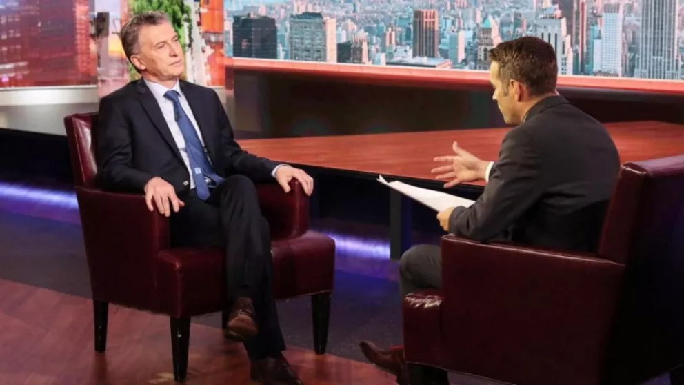 Mauricio Macri durante la entrevista en los estudios de Bloomberg Tv