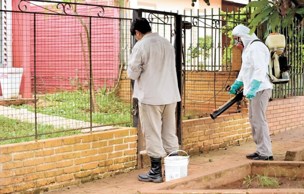Descacharrado y fumigaciones en la zona de Santa Rita, en Posadas.