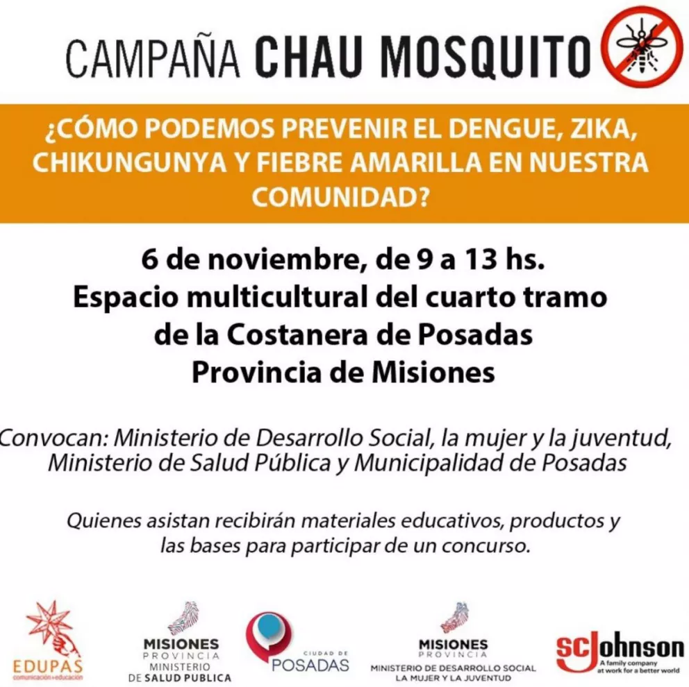 Chau Mosquito, programa de prevención, mañana en la costanera