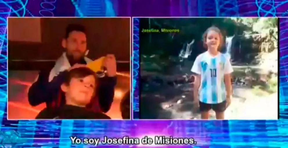 Los niños misioneros se sumaron al saludo a Messi