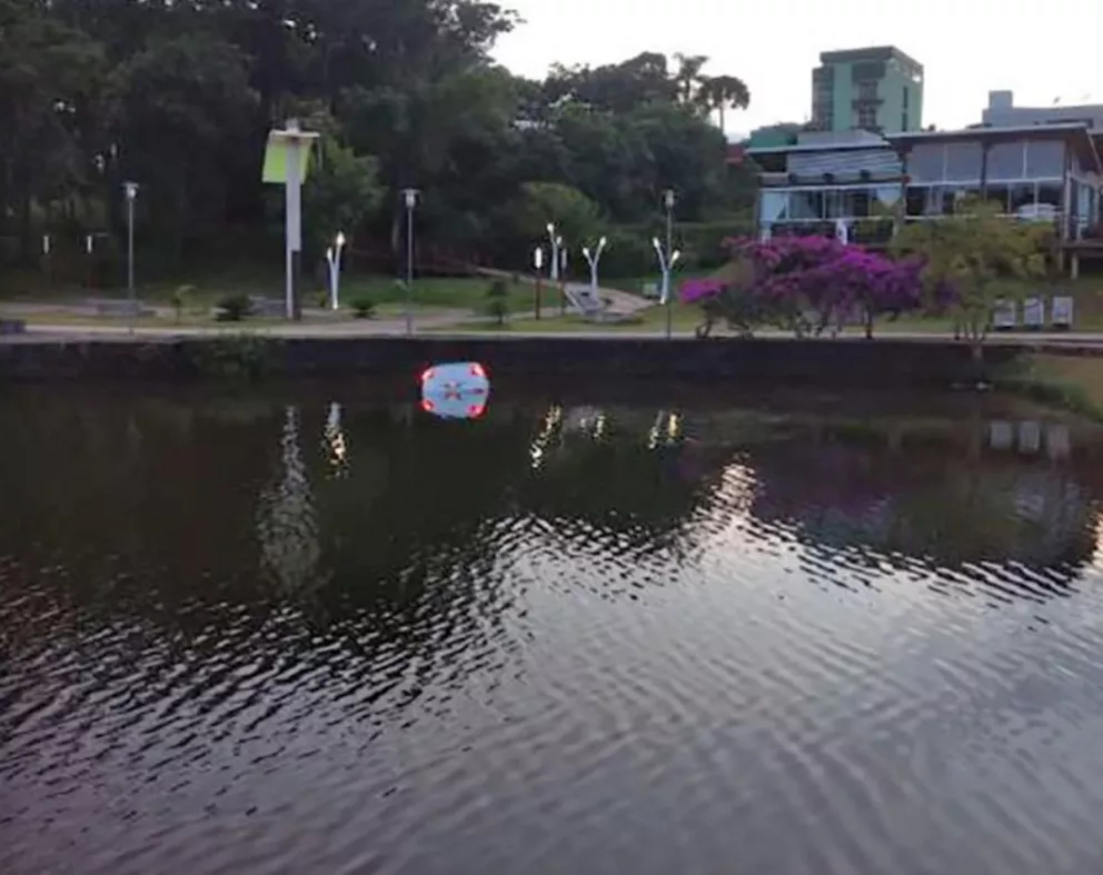 Fuera de control, auto brasileño cayó al lago del Parque Turístico en Irigoyen