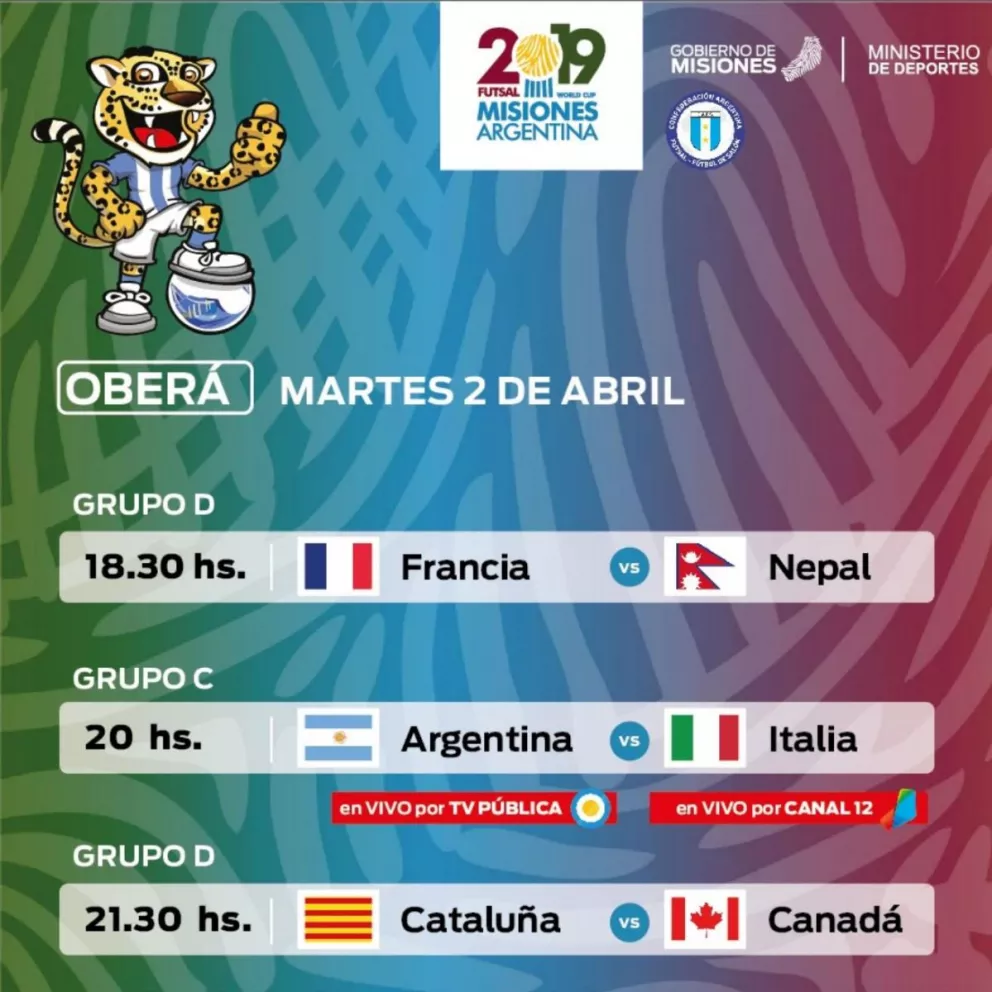 El Mundial de Futsal será transmitido por la TV Pública y Canal 12
