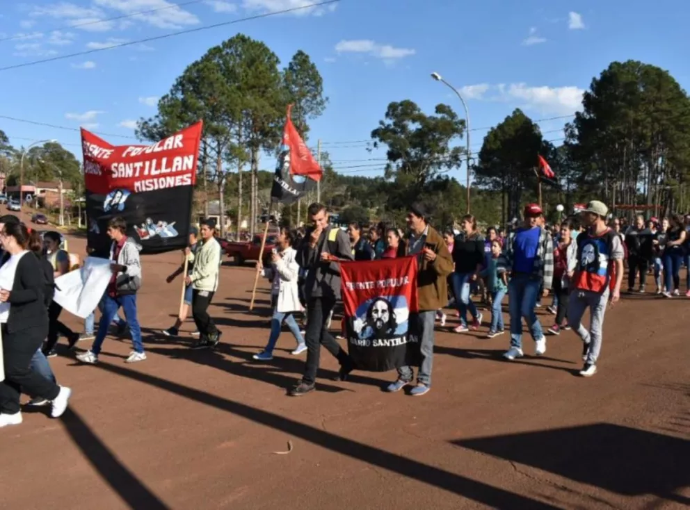El Frente Popular Darío Santillan realizó marcha en San Pedro