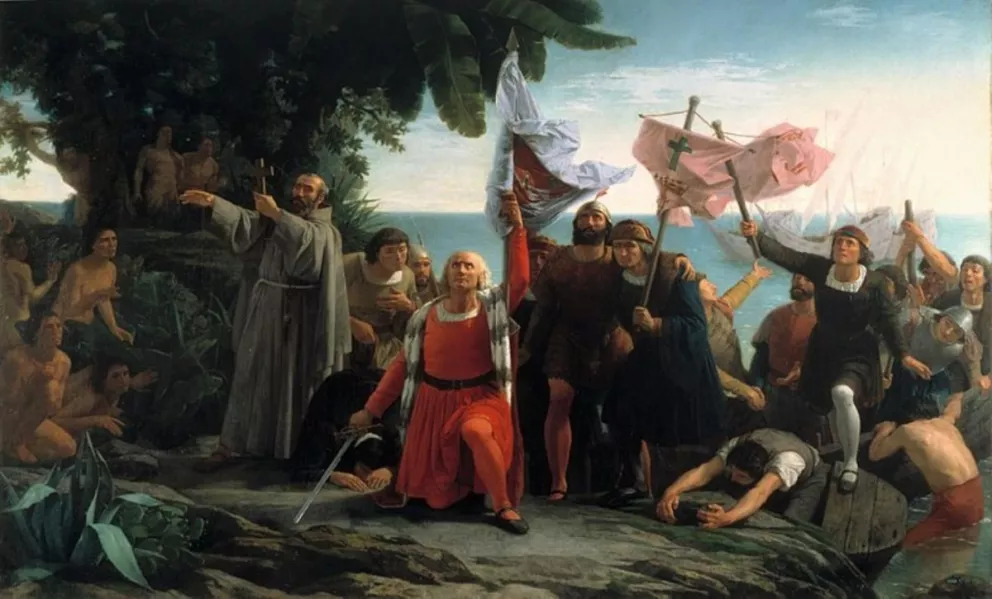 Pintura el Desembarco de Colón de Dióscoro Puebla