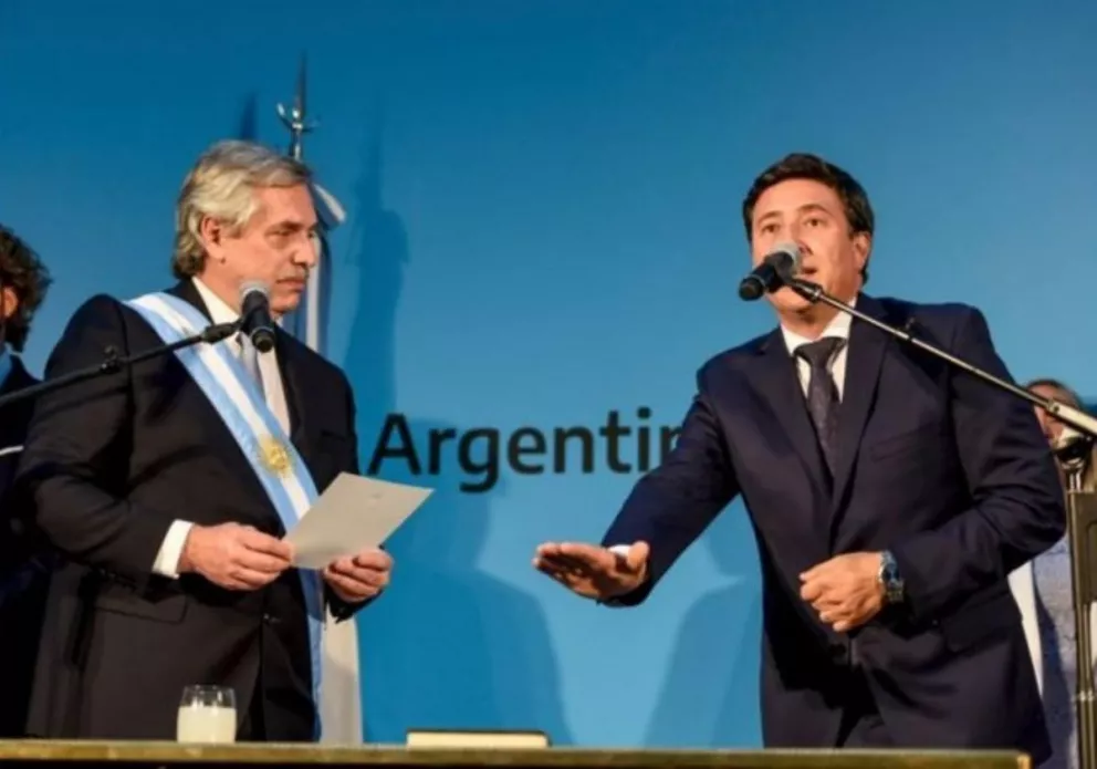 Alberto Fernández el día que le tomó juramento a Daniel Arroyo como Ministro de Desarrollo Social