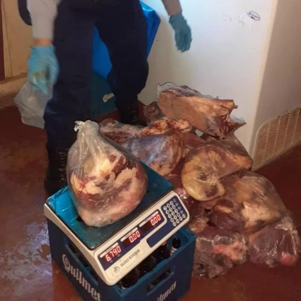 Cuatreros presos con unos 200 kilos de carne vacuna faenada