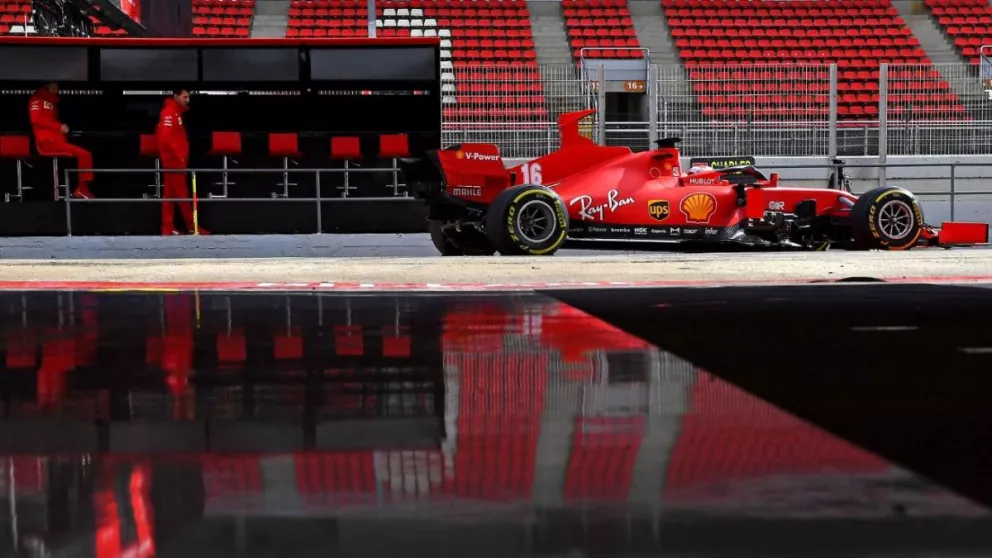 Ferrari durante una de las primeras pruebas realizadas este año, antes de la pandemia