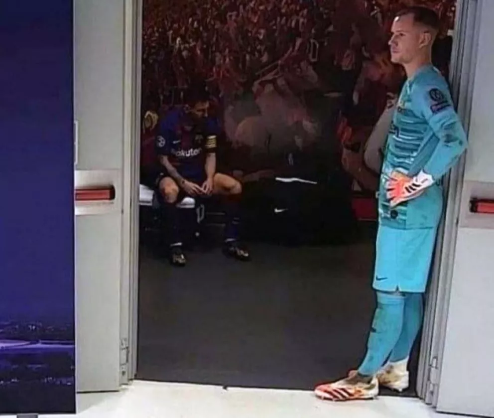 La foto viral de Messi en el vestuario del Barcelona