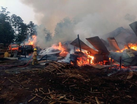 Voraz incendio destruyó un aserradero en San Pedro Voraz incendio destruyó un aserradero en San Pedro