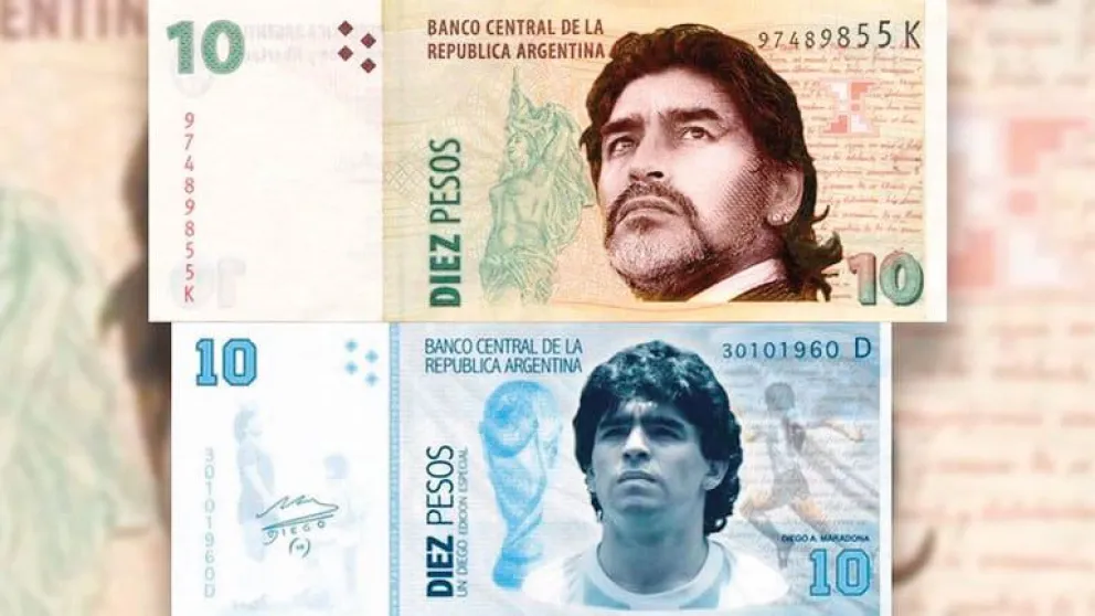 Billetes y sellos de Maradona 