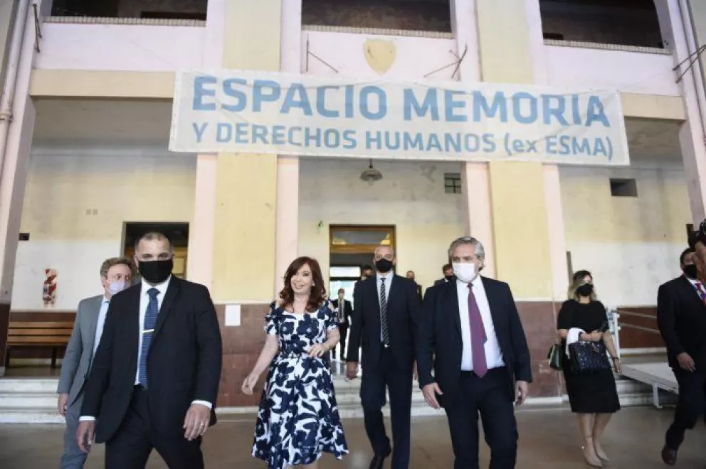 Alberto Fernández y Cristina Fernández de Kirchner encabezaron un acto en la ex-ESMA