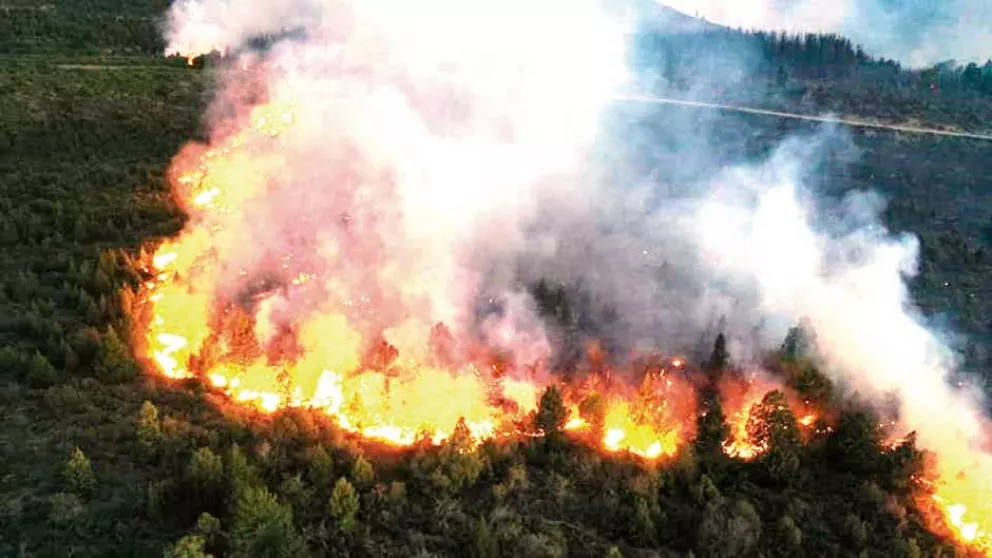 El fuego arrasó con 10 mil hectáreas en El Bolsón y avanza hacia Chubut