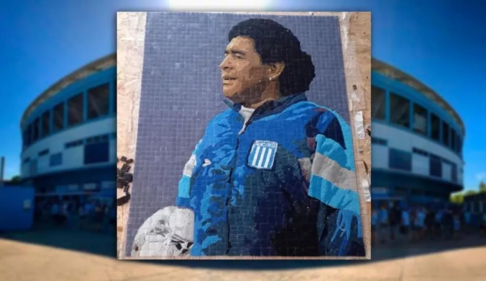 Racing inauguró un mural de Diego Maradona en el Cilindro